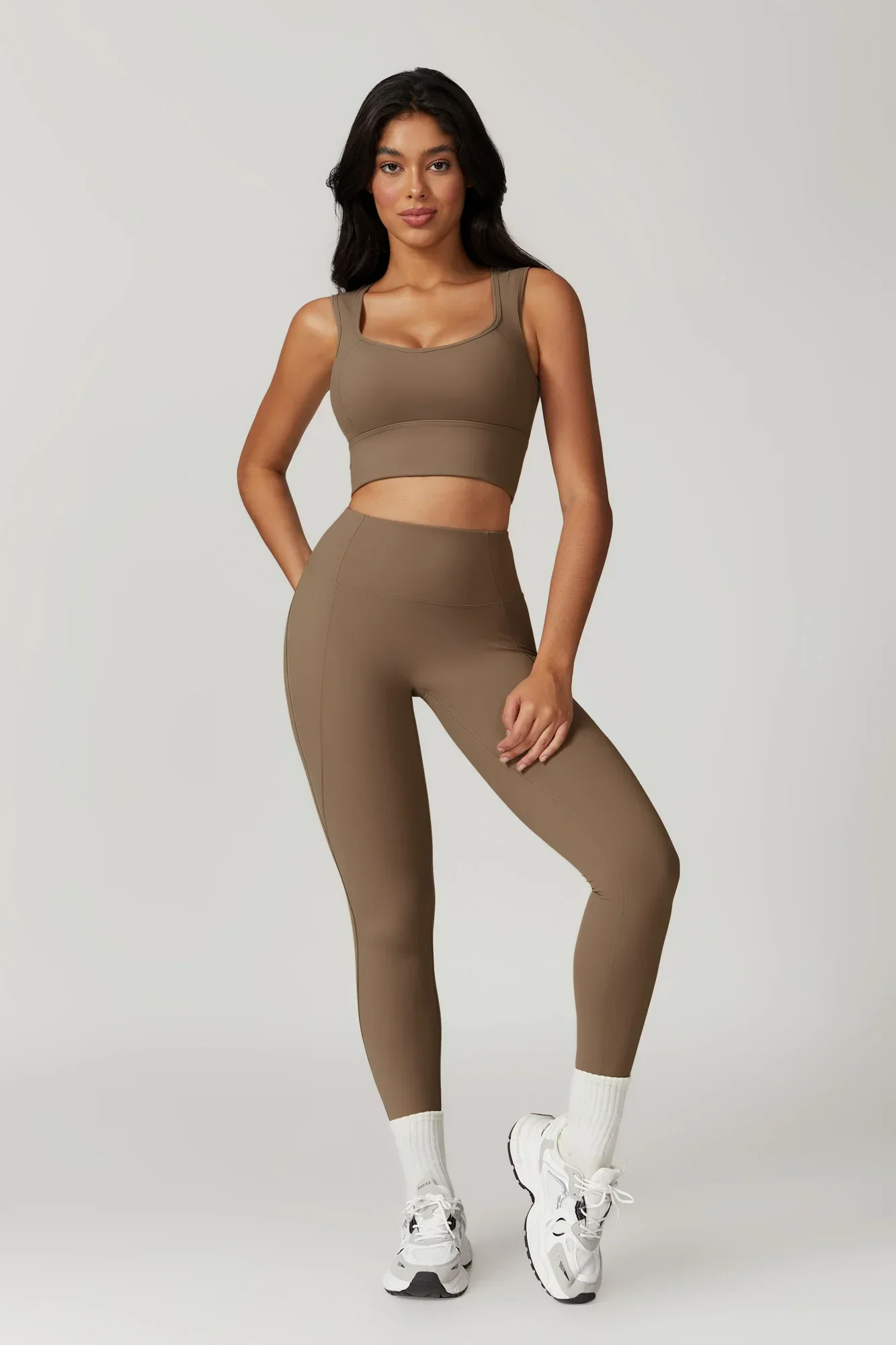 Allison Plunge Sports Bra - Latte (FINAL SALE) - Image 3