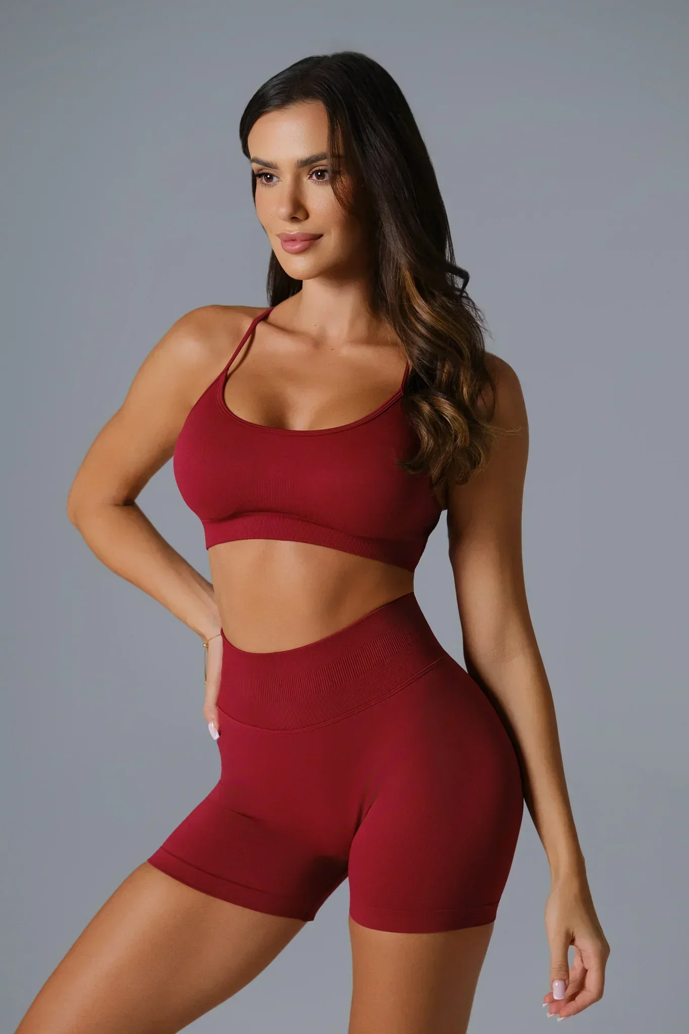 Briana Shorts - Maroon - Image 4