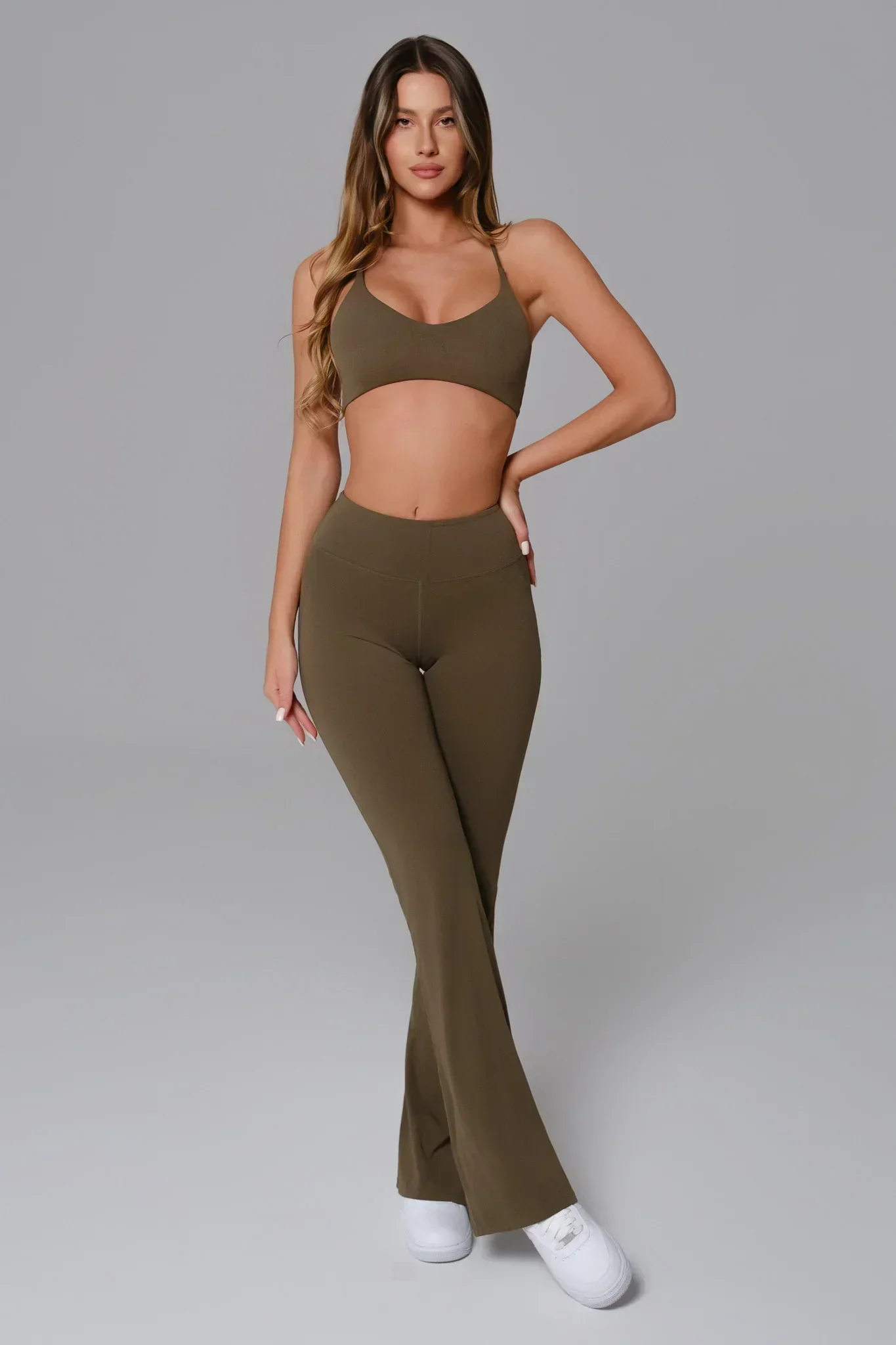 Nicole Flare Leggings - Sagewood - Image 5