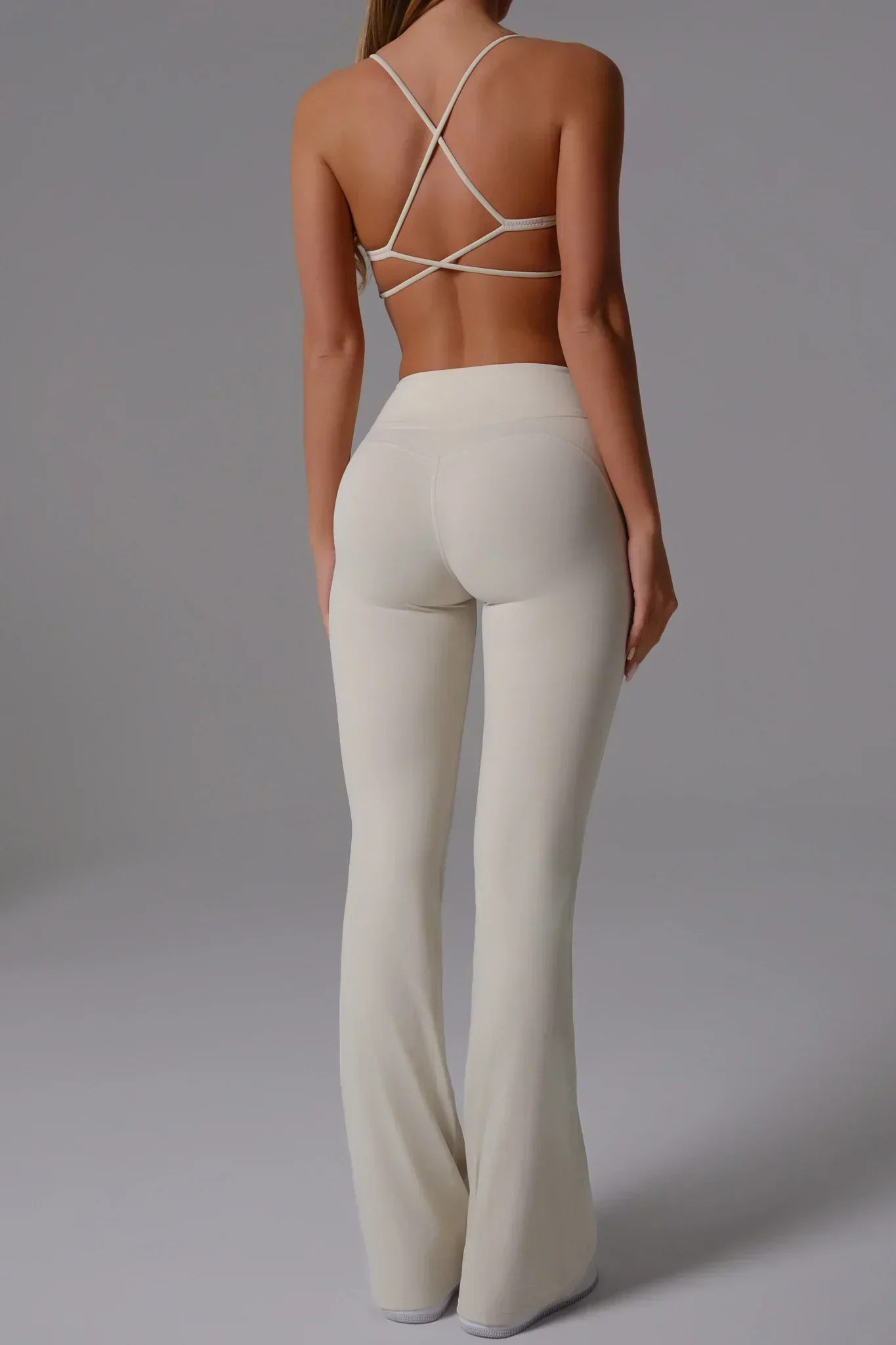 Nicole Strappy Sports Bra - Oatmilk - Image 4