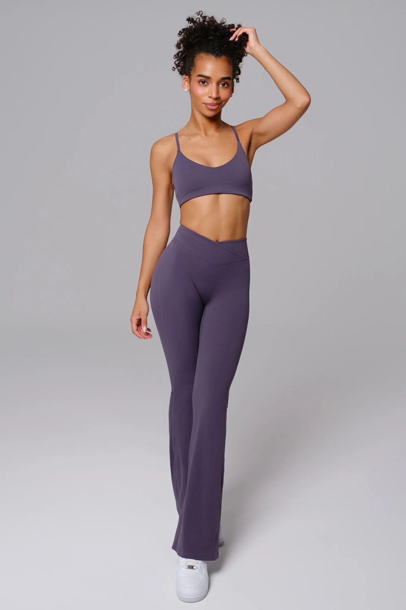 Zoe Flare Leggings - Charcoal Navy - Image 3